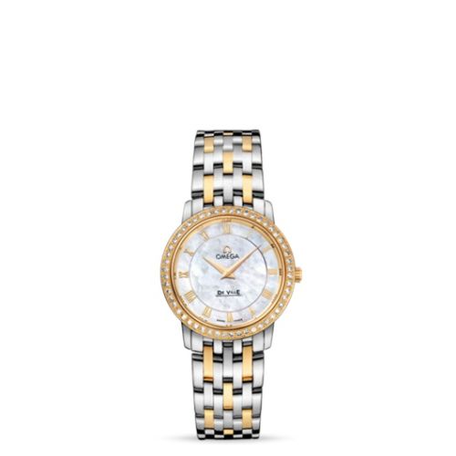 Omega De Ville Prestige Quartz 27 Stainless Steel / Yellow Gold / Diamond / Bracelet